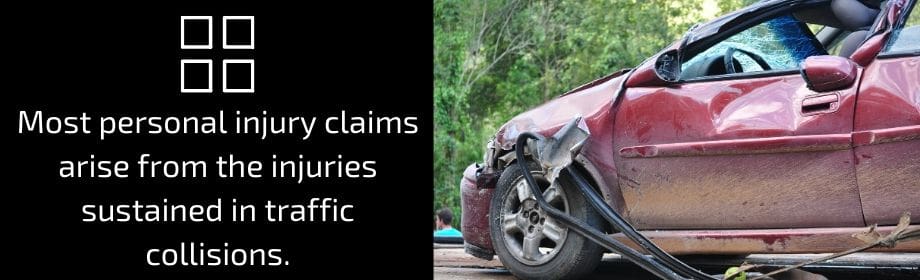 Most personal injury claims arise from the injuries sustained in traffic collisions. 