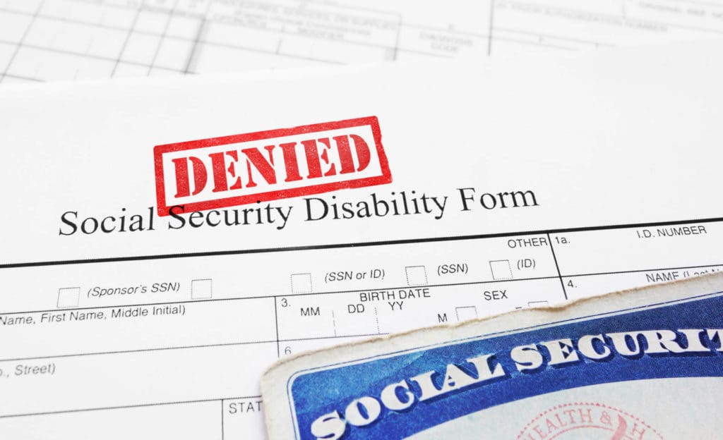A Denied social security disability form