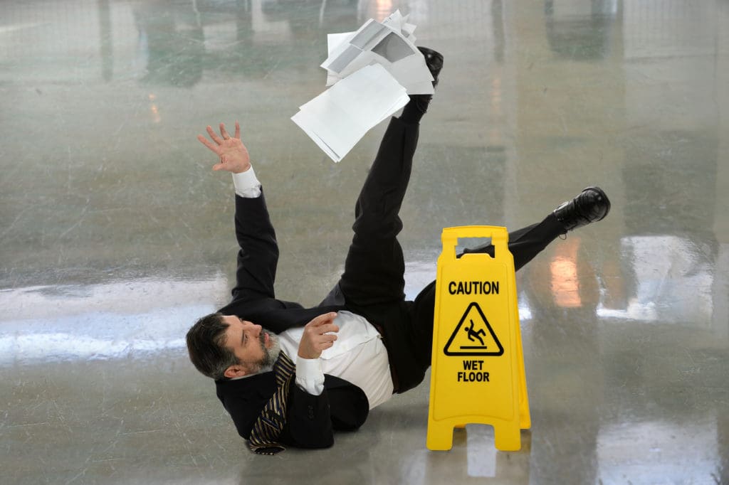 Slip and fall injuries can even happen in office spaces