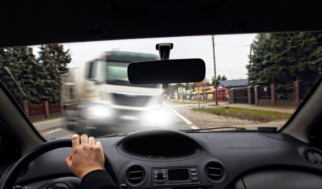 truck accident in progress