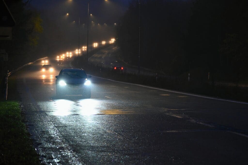 rain night wet road